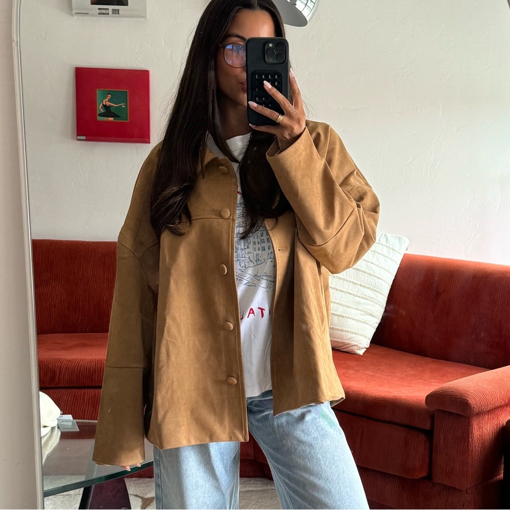 Suede jacket tan